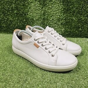 Ecco Soft 7 White Leather Low Top Lace Up Casual Sneakers Womens Size 7 7.5